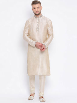 Sanwara - Light Gold Stripes Kurta (Set of 2)