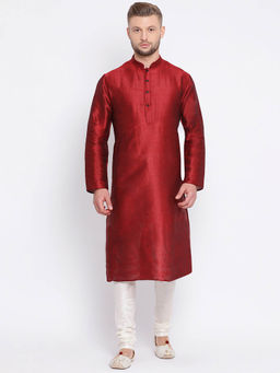 Sanwara - Red Solid Kurta (Set of 2)