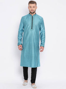 Sanwara - Sky Blue Printed Kurta (Set of 2)