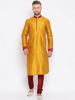 Sanwara - Yellow Solid Kurta (Set of 2)