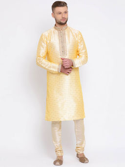 Sanwara - Yellow Printed Kurta (Set of 2)
