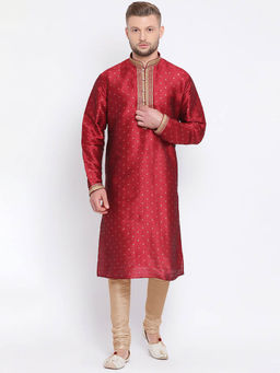 Sanwara - Maroon Printed Kurta (Set of 2)