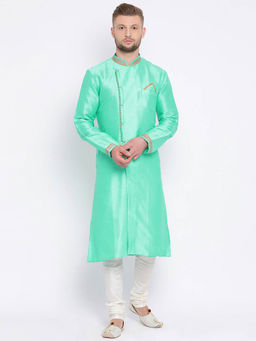 Sanwara - Green Solid Kurta (Set of 2)