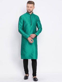 Sanwara - Green Self Design Kurta (Set of 2)