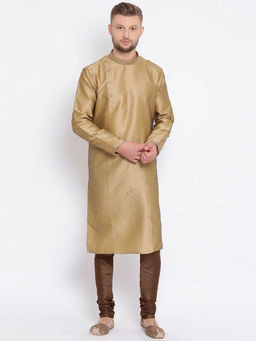 Sanwara - Mustard Self Design Kurta (Set of 2)