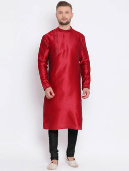 Sanwara - Red Self Design Kurta (Set of 2)