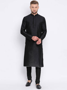 Sanwara - Black Solid Kurta (Set of 2)