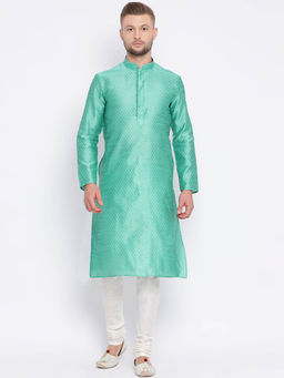 Sanwara - Green Self Design Kurta (Set of 2)