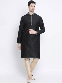 Sanwara - Black Solid Kurta (Set of 2)