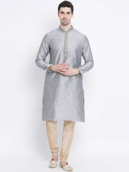 Sanwara - Silver Self Design Kurta (Set of 2)