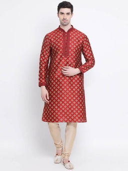 Sanwara - Maroon Printed Kurta (Set of 2)