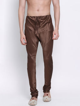 Sanwara - Men's Solid Brown Colour Art Silk Payjamas