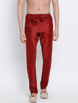 Sanwara - Men's Solid Marron Colour Art Silk Payjamas