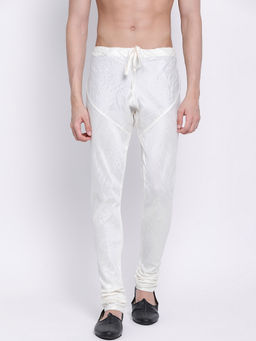 Sanwara - Men's Solid Off White Colour Art Silk Payjamas