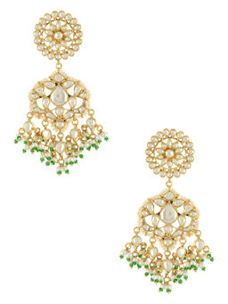 Tribe Amrapali - Gold Plated Floral Green Earrings
