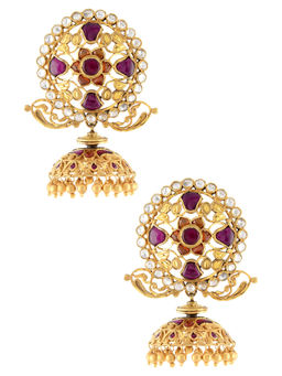 Tribe Amrapali - Silver Gold Plated Colourful Glass Atulya Jhumki Earrings