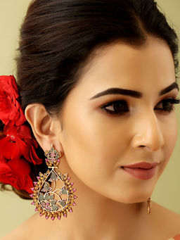 Tribe Amrapali - Silver Gold Plated Lotus Earrings