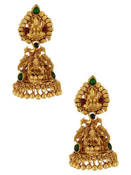 Tribe Amrapali - Silver Gold Plated Shree Paisley Mayura Jhumki Earrings