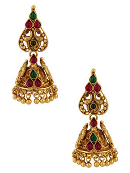 Tribe Amrapali - Lord Ganesha Mayura Jhumka Silver Earrings