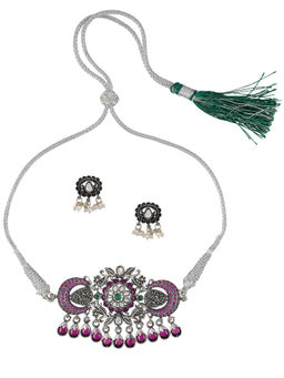 Tribe Amrapali - Silver Keya Choker Earrings (Set of 2)