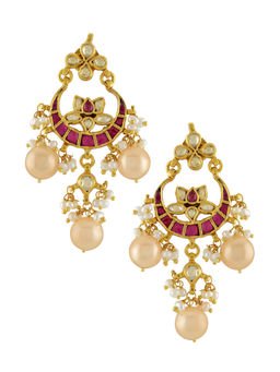 Tribe Amrapali - Silver Gold Plated Stone Earrings