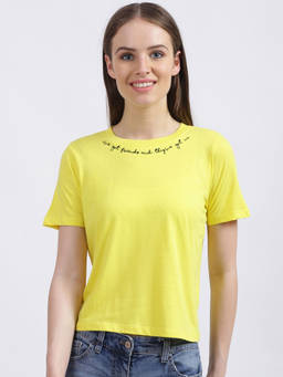 Zink London - Yellow Embroidery T-Shirt