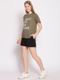 Zink London - Women's Green Printed T-shirt