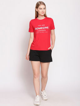 Zink London - Women's Red Printed T-shirt