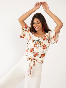 Zink London - Women's White Floral Top