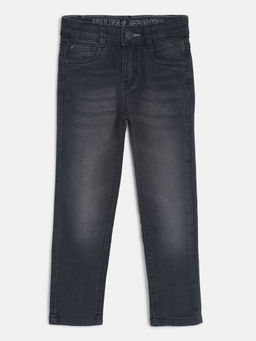 Tales & Stories - Black Light Faded Solid Slim Fit Cotton Jeans