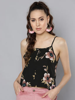 Trend Arrest - Black Floral Cami Top