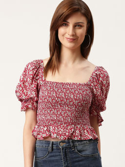 Trend Arrest - Red Patterned Top