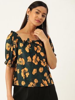 Trend Arrest - Green Floral Casual Top