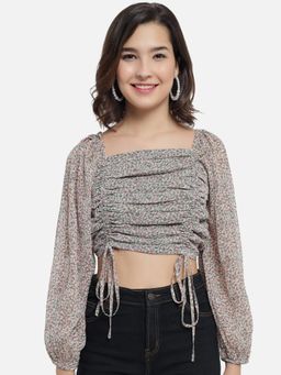 Trend Arrest - Multi Printed Ruching Top