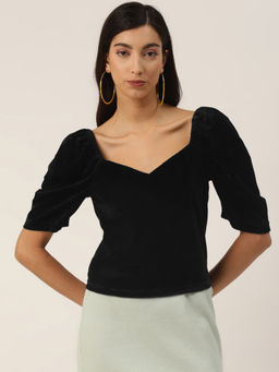 Trend Arrest - Puff Sleeve Velvet Top