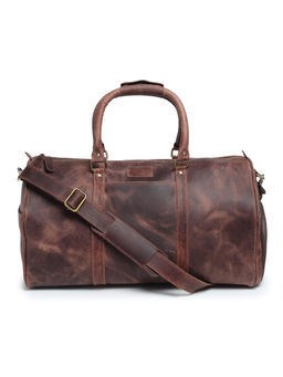 Teakwood - Leathers Unisex Brown Solid Genuine Leather Duffle Bags