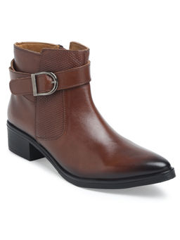 Teakwood - Tan Textured Genuine Leather Mid Top Boots