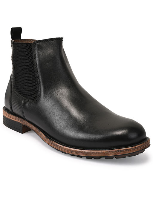 Teakwood Leathers Black Leather Boots With Brown Top Buy