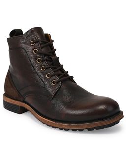 Teakwood - Leathers Men Brown Solid Genuine Leather Mid Top Boots