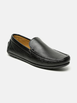 Teakwood - Men Black Solid Genuine Leather Formal Loafers