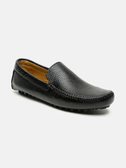 Teakwood - Men Black Solid Genuine Leather Formal Loafers