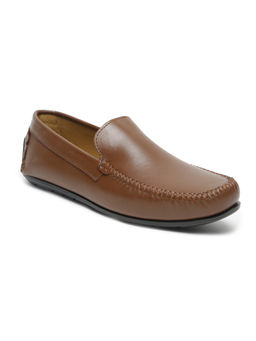 Teakwood - Men Tan Solid Genuine Leather Formal Loafers