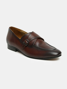 Teakwood - Men Brown Solid Monk Strap Shoes