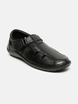 Teakwood - Men Black Solid Shoe-style Sandals