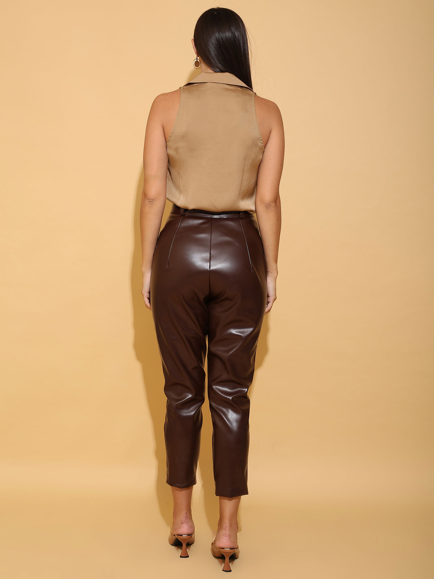 Buy Torqadorn Brown Faux Leather Pants 