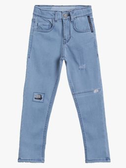 Tales & Stories - Boy's Light Blue Lycra Solid Jeans
