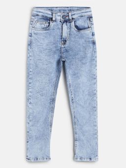 Tales & Stories - Boy's Lycra Light Blue Solid Slim-Fit Jeans