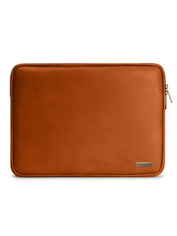DailyObjects - Tan Vegan Leather Zippered Sleeve For Laptop-MacBook