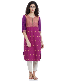 Biba - Purple Woven Kurta