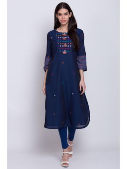 Biba - Navy Blue Printed Kurta